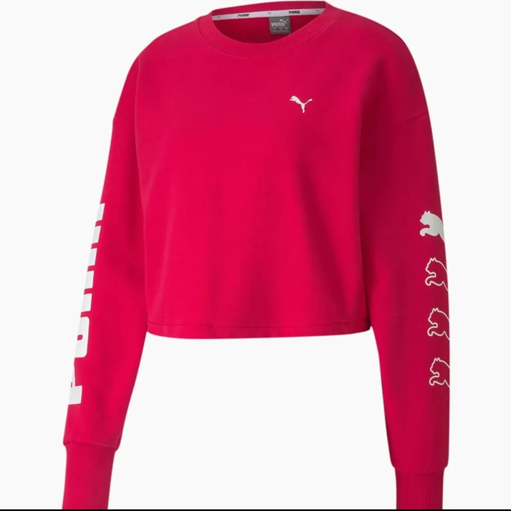 PUMA Women's Pink Cropped Sweatshirt